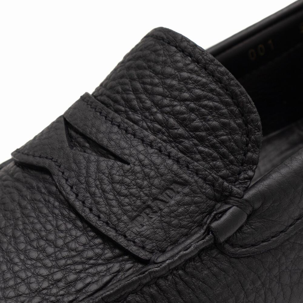 950$ PRADA Men’s Black Daino Leather Slip On Driving Penny Loafer Shoes US10.5 - Picture 13 of 16